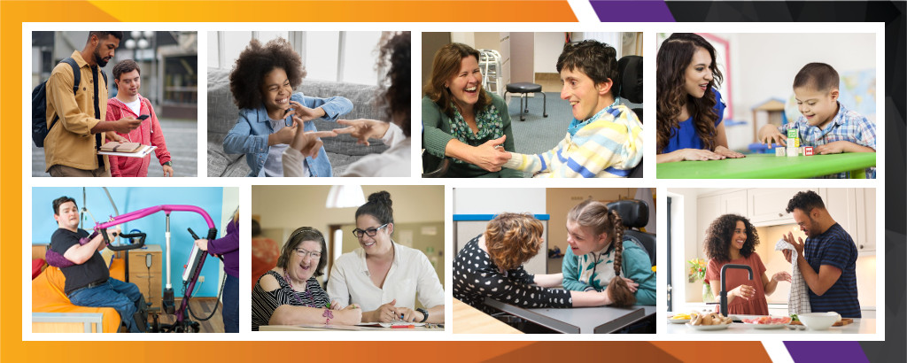 a collage of eight photos of children, teens, young adults, and older adults each recieving services from a professional provider