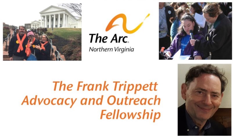 promo image for the Trippett fellowship, featuring a pic of Frank and two images of advocacy activities