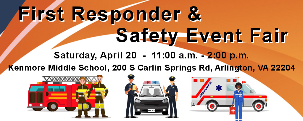 promo graphic for the event, featuring clipart depictions of police, firemen, and EMTs.