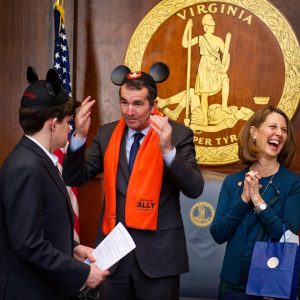 Conner Cummings gives his Mickey Ears to our VA Governor