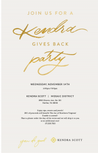 Kendra gives back party