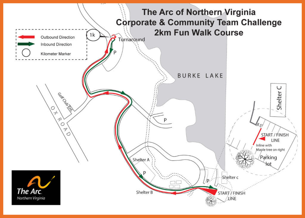 a drawn map showing the route of the 2k fun walk