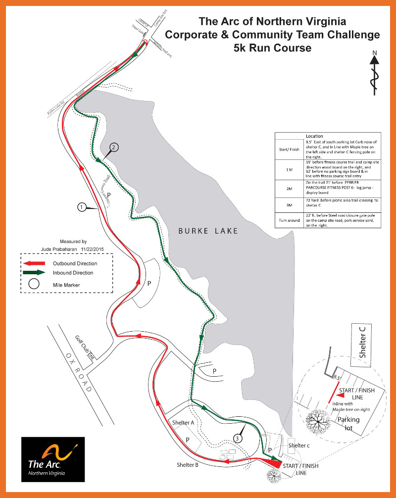 drawn map shoing the course of the 5k run