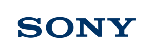 text that says SONY in a dark blue font color