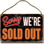 graphic depiction of a metal haning door sign, with the words "Sorry we're sold out"