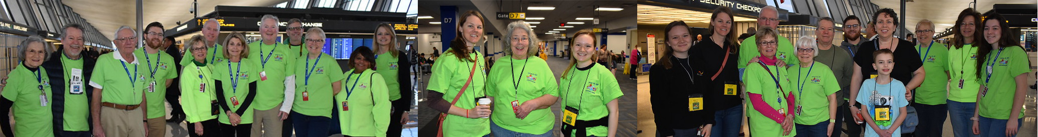 strip of 3 photos of volunteer groups working a wings for all event at dulles airport